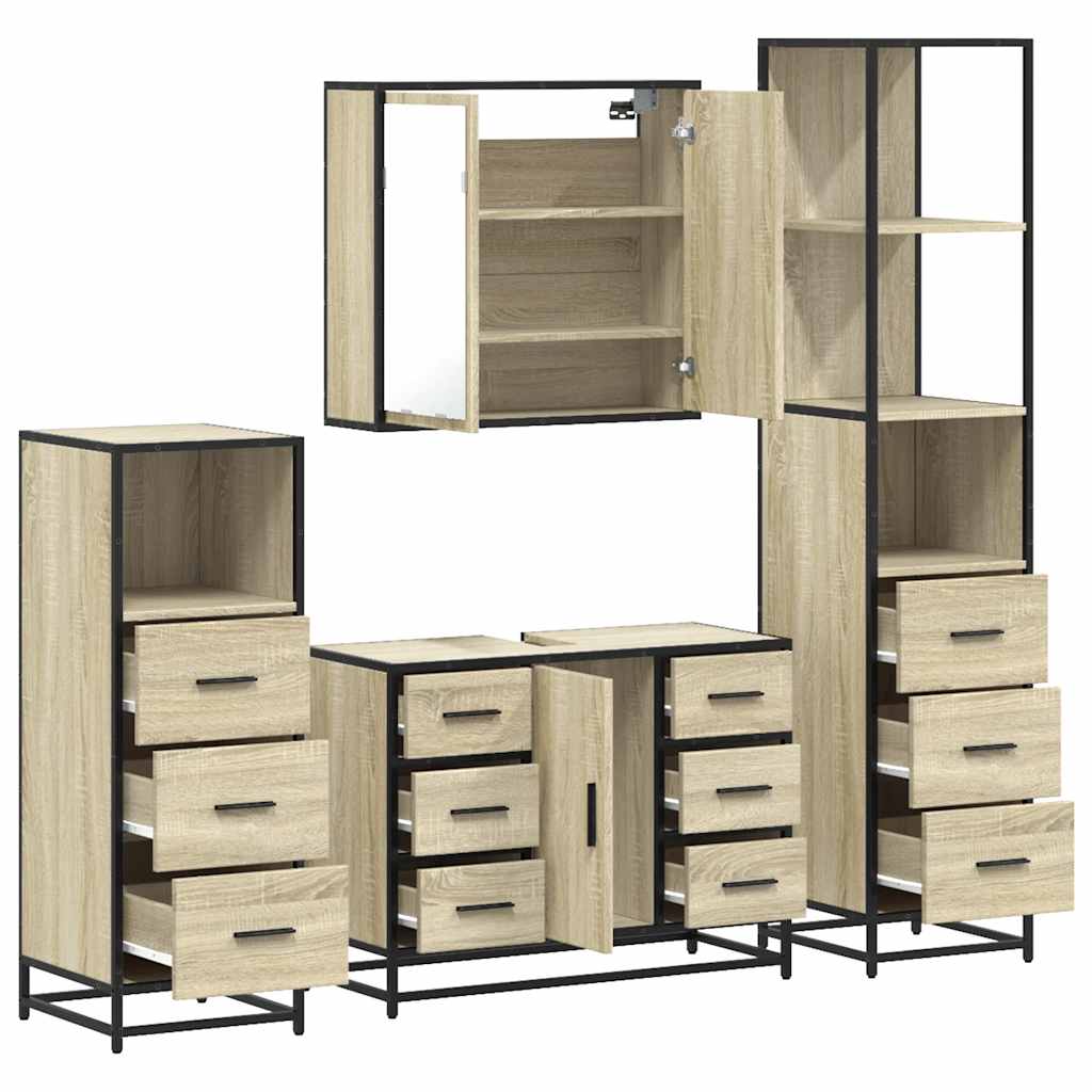 Ensemble de meubles de salle de bain 4 pcs chêne sonoma
