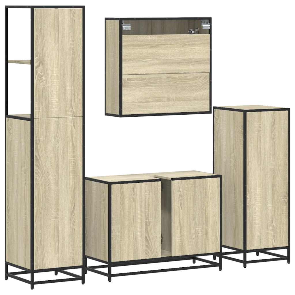 Ensemble de meubles de salle de bain 4 pcs chêne sonoma