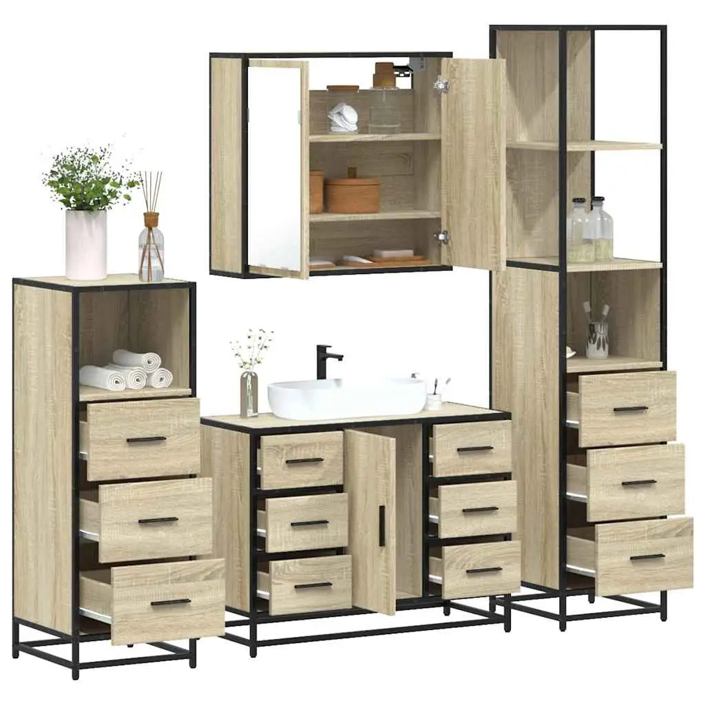 Ensemble de meubles de salle de bain 4 pcs chêne sonoma - XIOS
