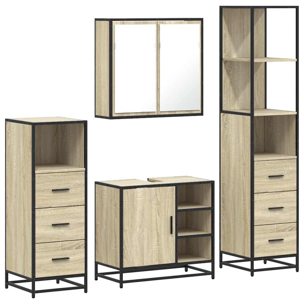 Ensemble de meubles de salle de bain 4 pcs chêne sonoma