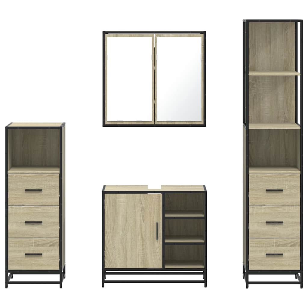 Ensemble de meubles de salle de bain 4 pcs chêne sonoma