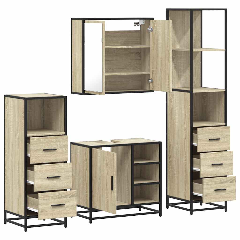 Ensemble de meubles de salle de bain 4 pcs chêne sonoma