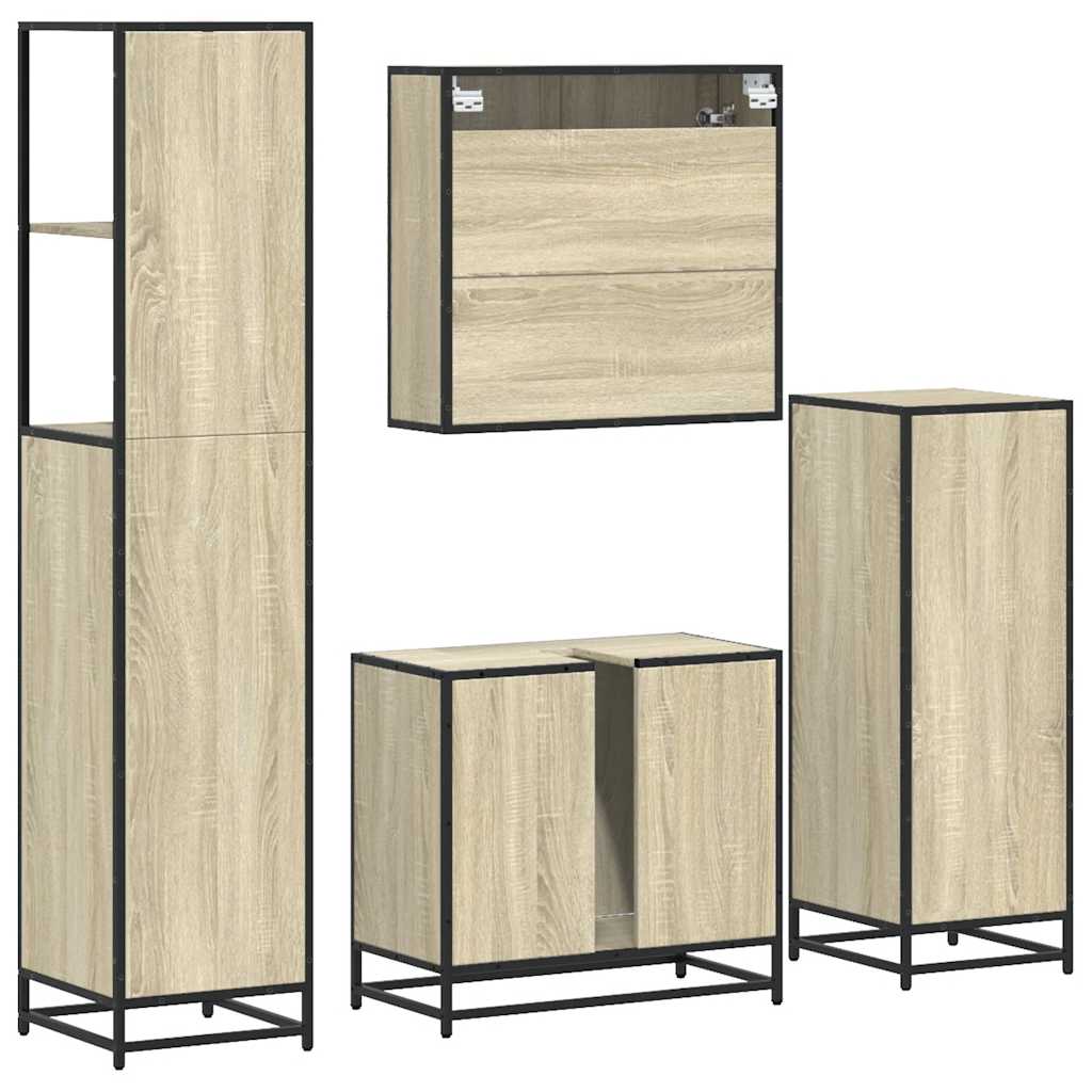 Ensemble de meubles de salle de bain 4 pcs chêne sonoma