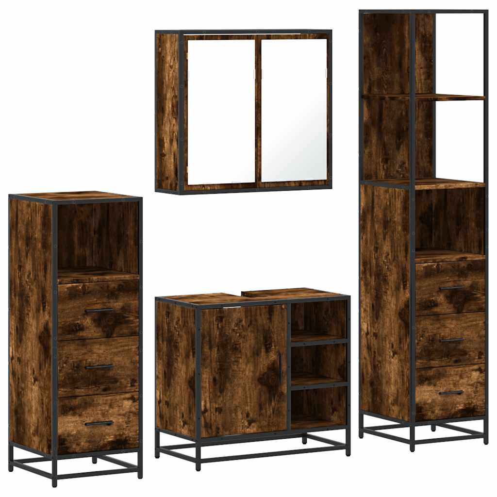 Ensemble meubles salle de bain 4 pcs chêne fumé bois ingénierie