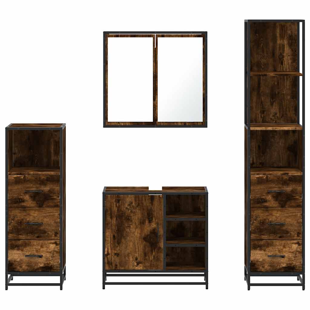 Ensemble meubles salle de bain 4 pcs chêne fumé bois ingénierie