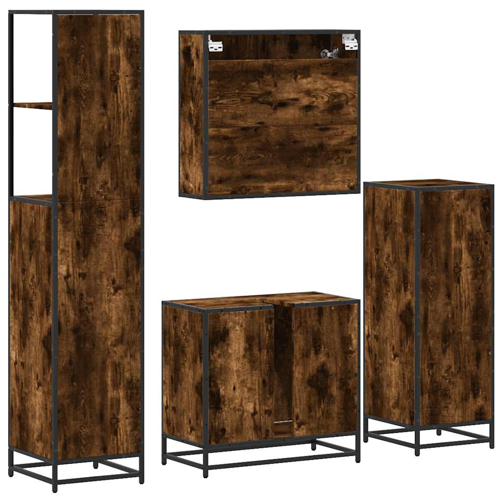 Ensemble meubles salle de bain 4 pcs chêne fumé bois ingénierie