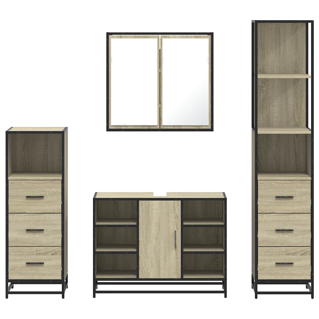 Ensemble de meubles de salle de bain 4 pcs chêne sonoma