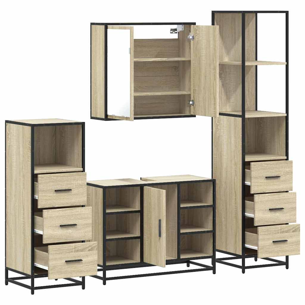 Ensemble de meubles de salle de bain 4 pcs chêne sonoma