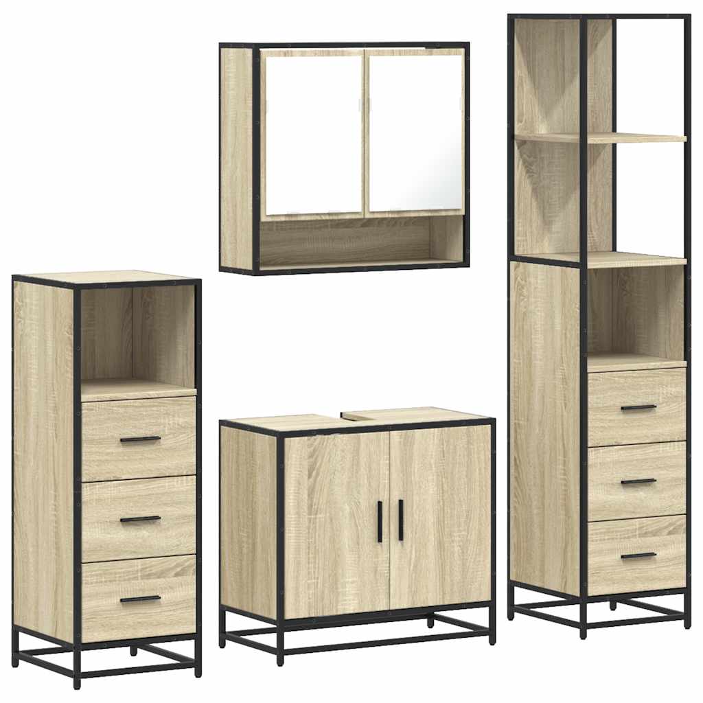 Ensemble de meubles de salle de bain 4 pcs chêne sonoma