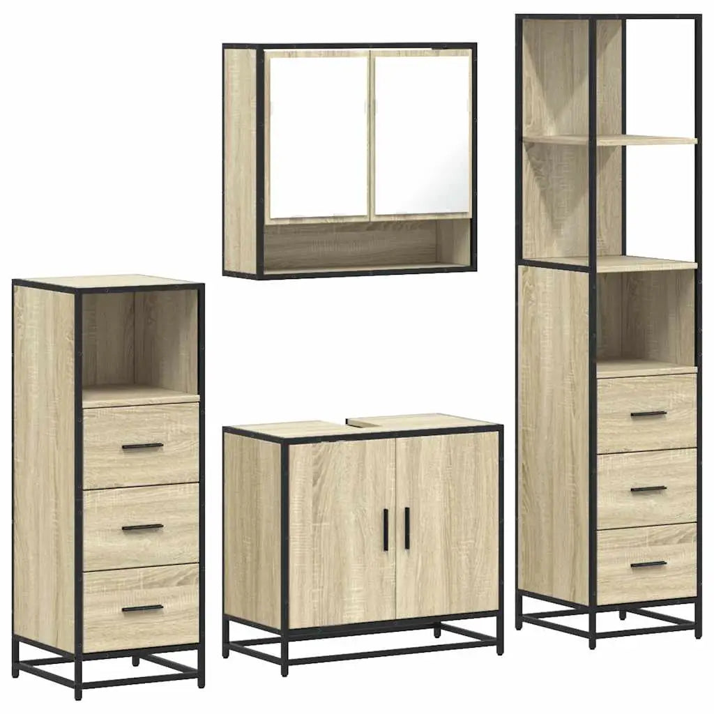 Ensemble de meubles de salle de bain 4 pcs chêne sonoma - XIOS
