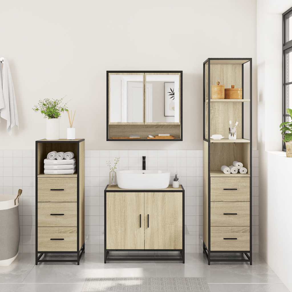 Ensemble de meubles de salle de bain 4 pcs chêne sonoma