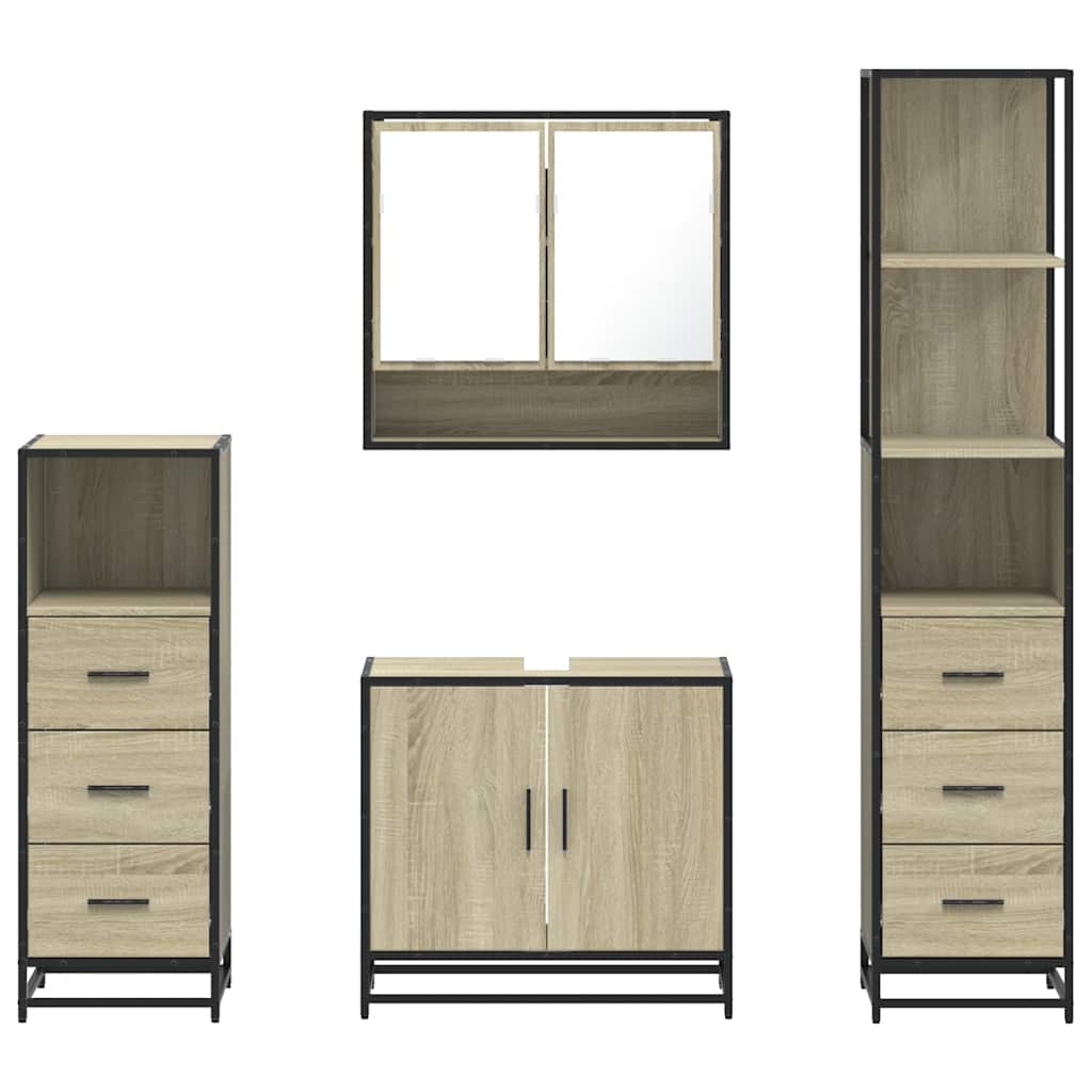 Ensemble de meubles de salle de bain 4 pcs chêne sonoma