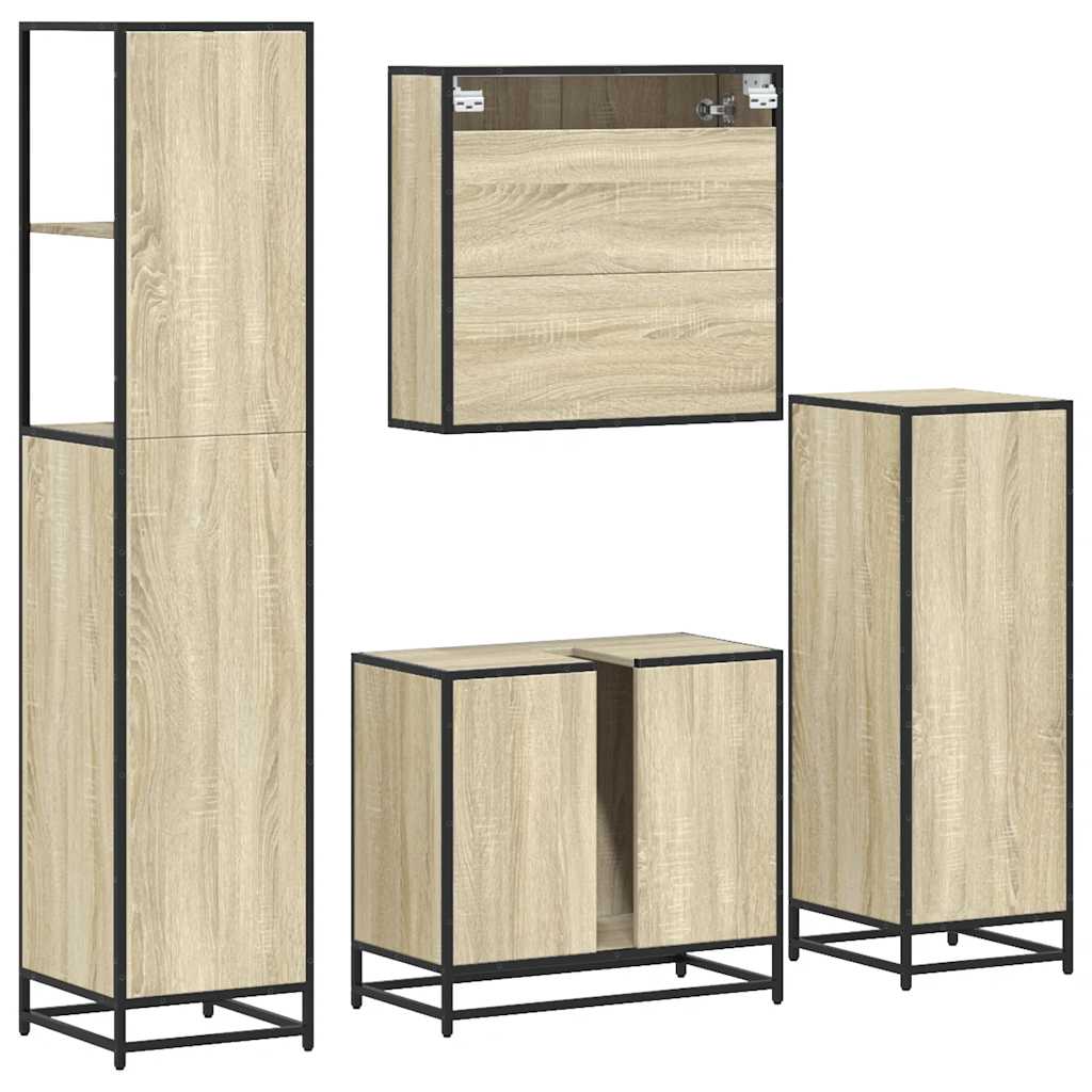 Ensemble de meubles de salle de bain 4 pcs chêne sonoma