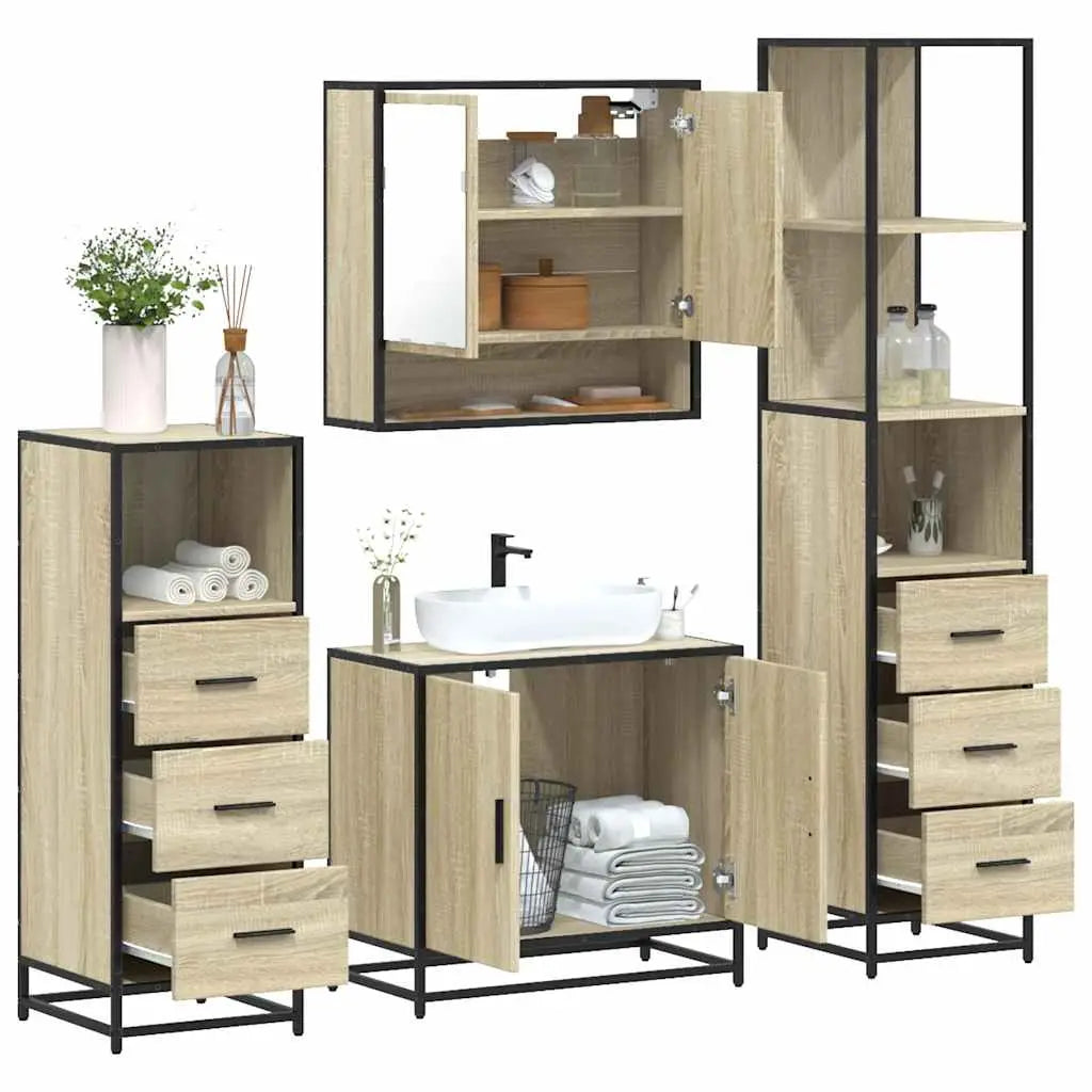 Ensemble de meubles de salle de bain 4 pcs chêne sonoma - XIOS