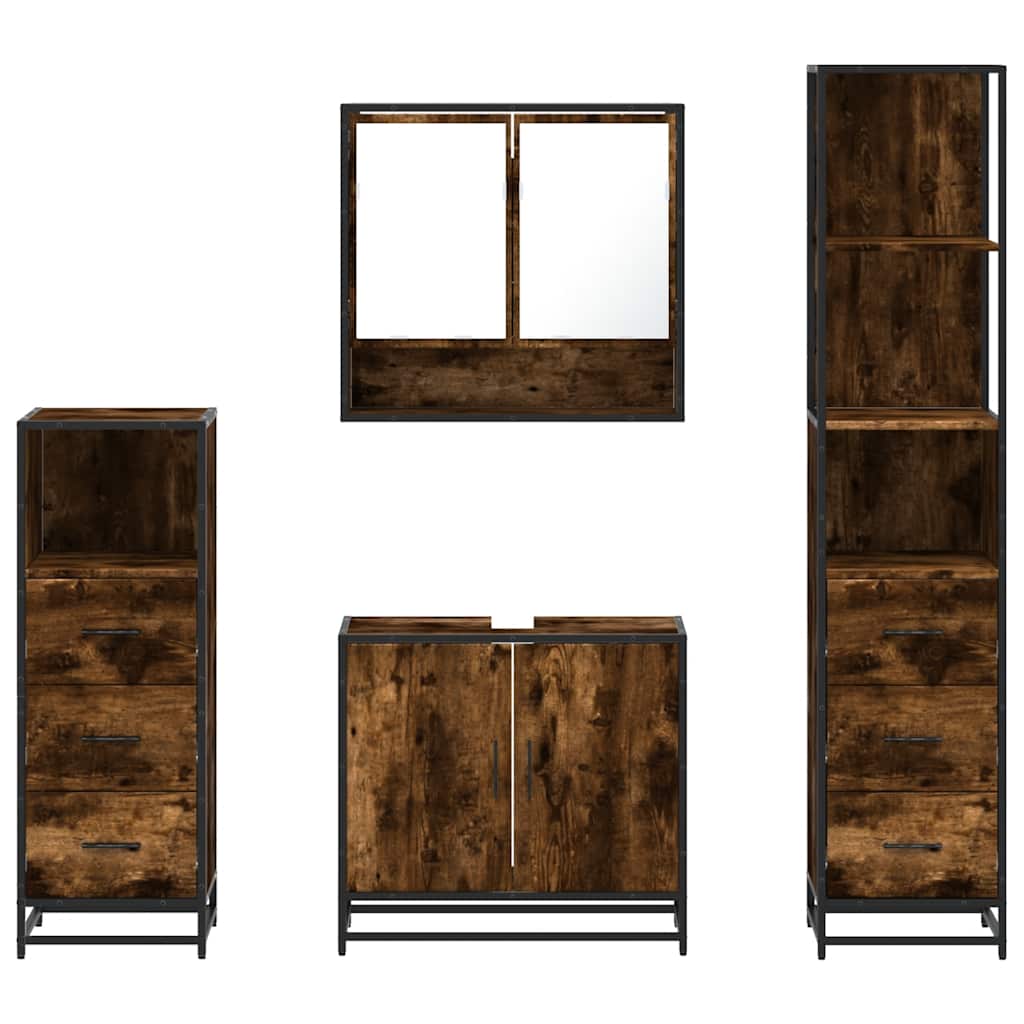 Ensemble meubles salle de bain 4 pcs chêne fumé bois ingénierie