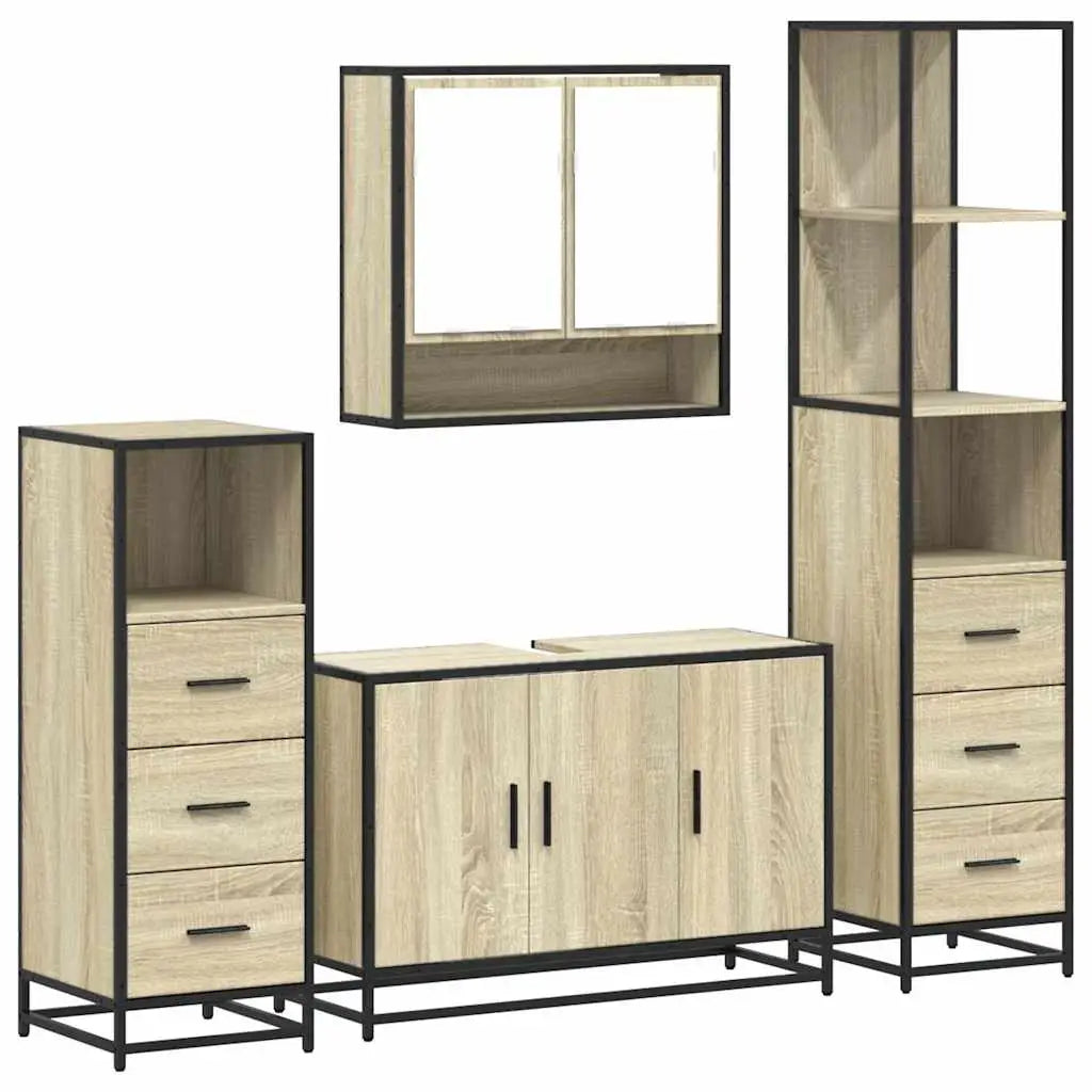 Ensemble de meubles de salle de bain 4 pcs chêne sonoma - XIOS