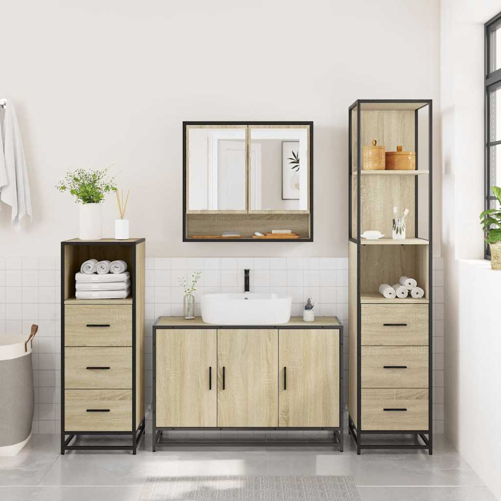Ensemble de meubles de salle de bain 4 pcs chêne sonoma