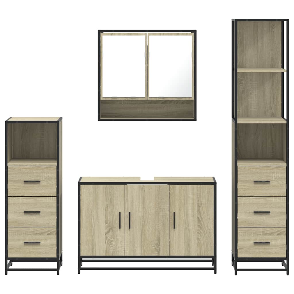Ensemble de meubles de salle de bain 4 pcs chêne sonoma