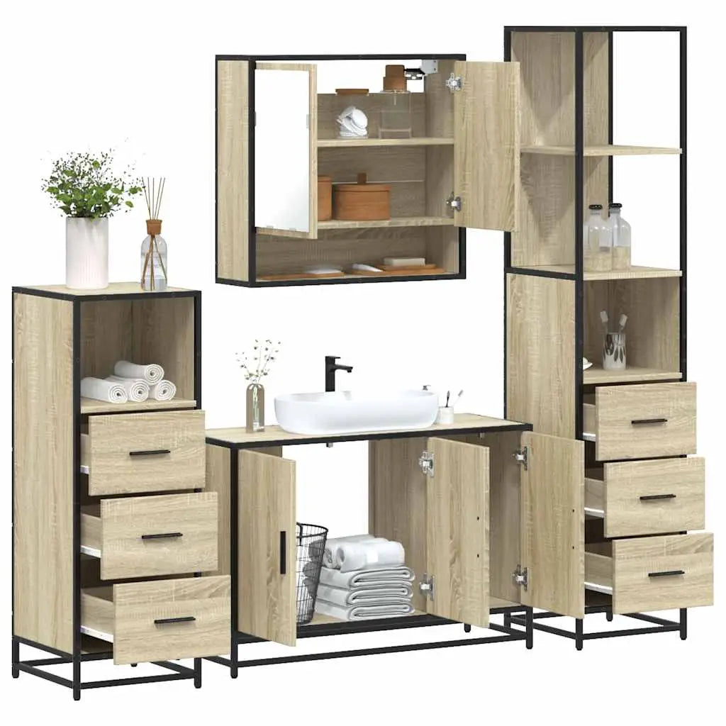 Ensemble de meubles de salle de bain 4 pcs chêne sonoma - XIOS