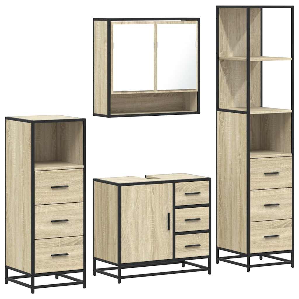 Ensemble de meubles de salle de bain 4 pcs chêne sonoma