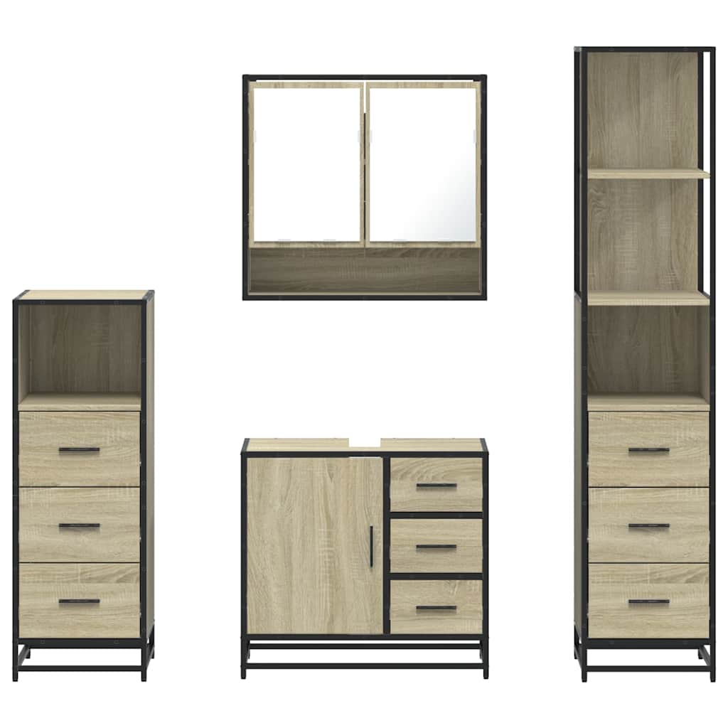 Ensemble de meubles de salle de bain 4 pcs chêne sonoma
