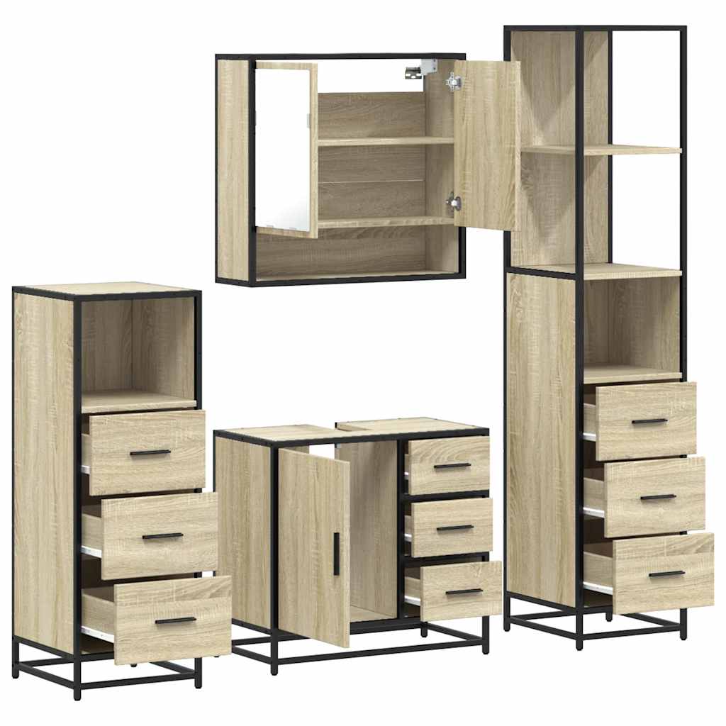 Ensemble de meubles de salle de bain 4 pcs chêne sonoma