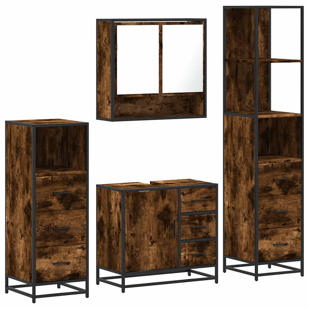 Ensemble meubles salle de bain 4 pcs chêne fumé bois ingénierie