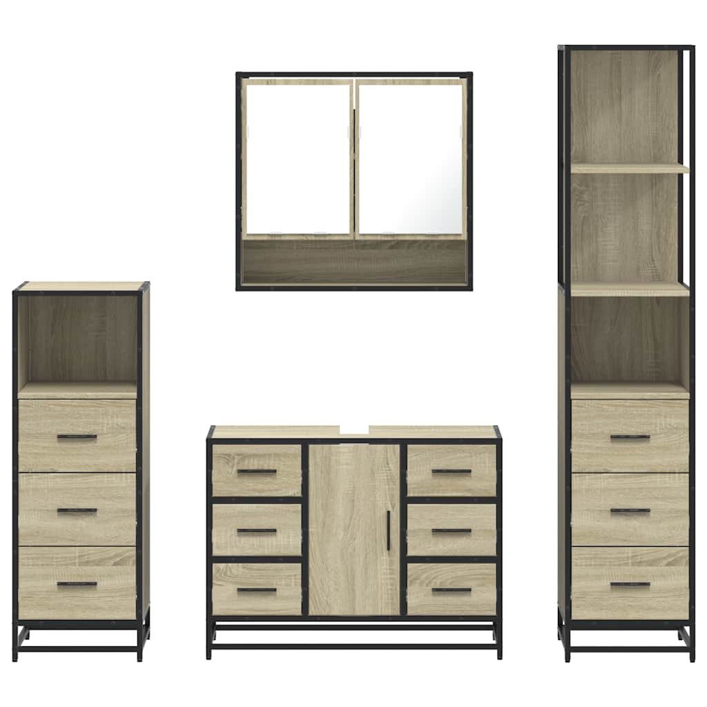 Ensemble de meubles de salle de bain 4 pcs chêne sonoma