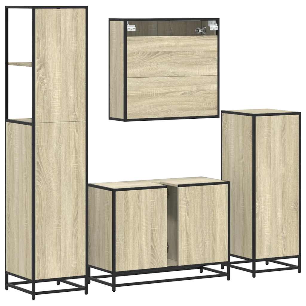 Ensemble de meubles de salle de bain 4 pcs chêne sonoma