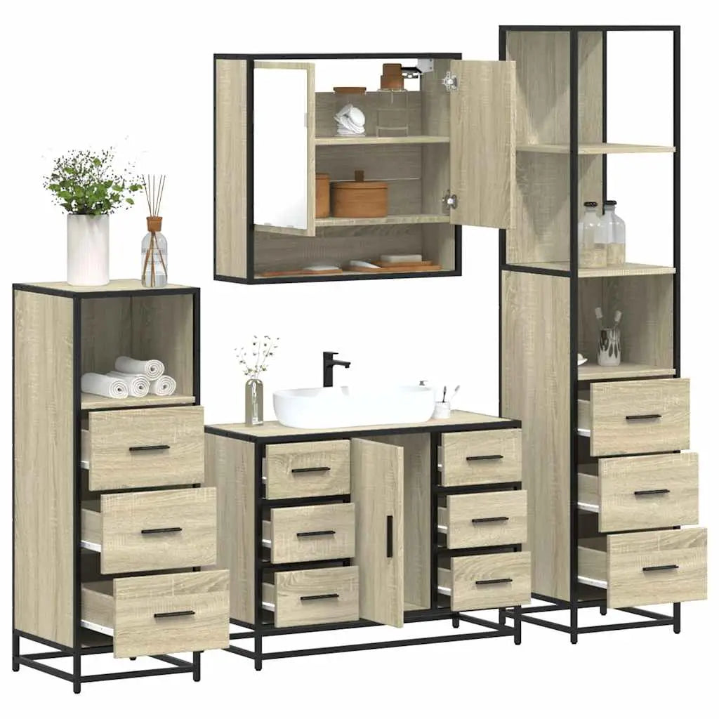 Ensemble de meubles de salle de bain 4 pcs chêne sonoma - XIOS