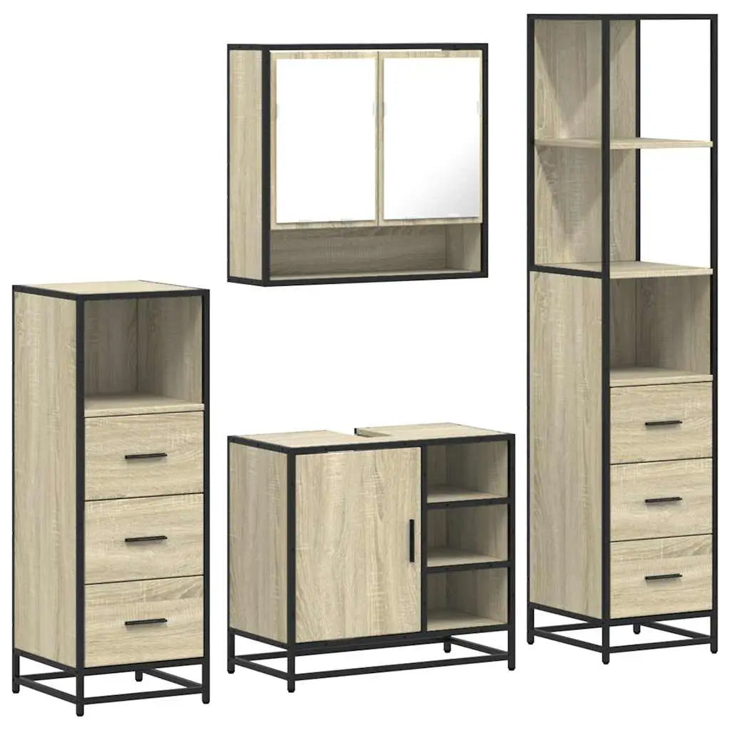 Ensemble de meubles de salle de bain 4 pcs chêne sonoma - XIOS