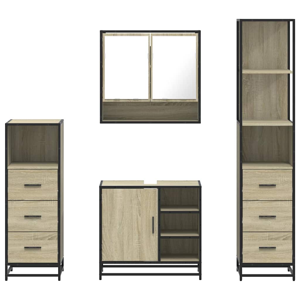 Ensemble de meubles de salle de bain 4 pcs chêne sonoma