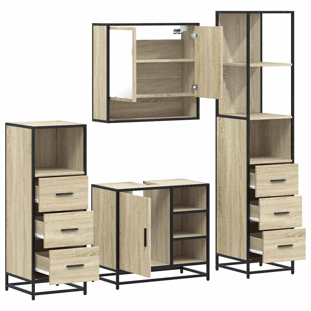 Ensemble de meubles de salle de bain 4 pcs chêne sonoma