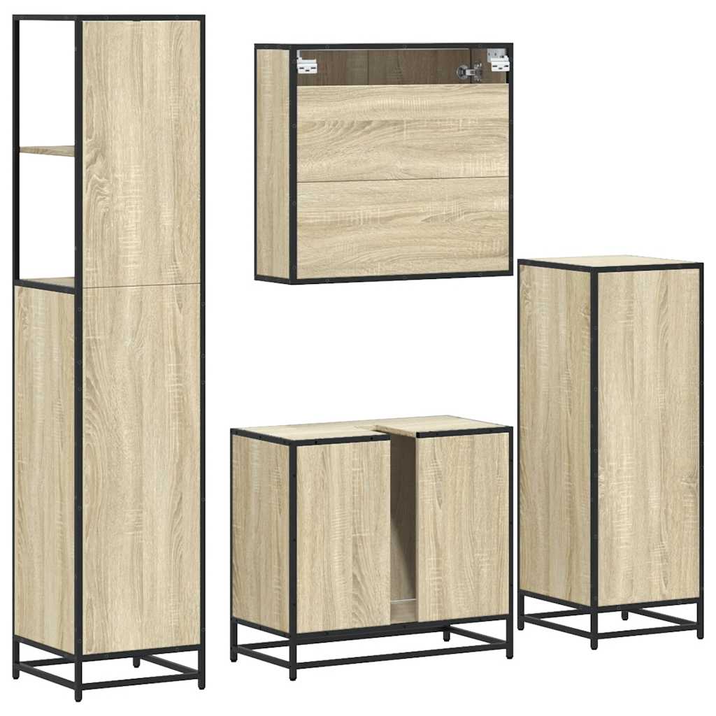Ensemble de meubles de salle de bain 4 pcs chêne sonoma