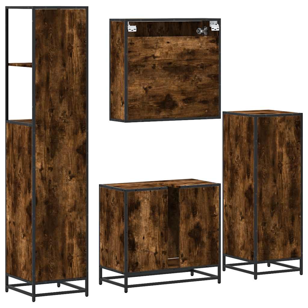 Ensemble meubles salle de bain 4 pcs chêne fumé bois ingénierie