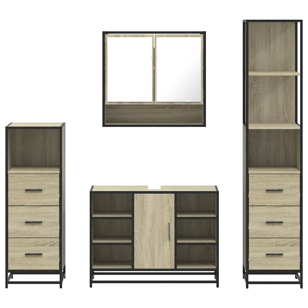 Ensemble de meubles de salle de bain 4 pcs chêne sonoma