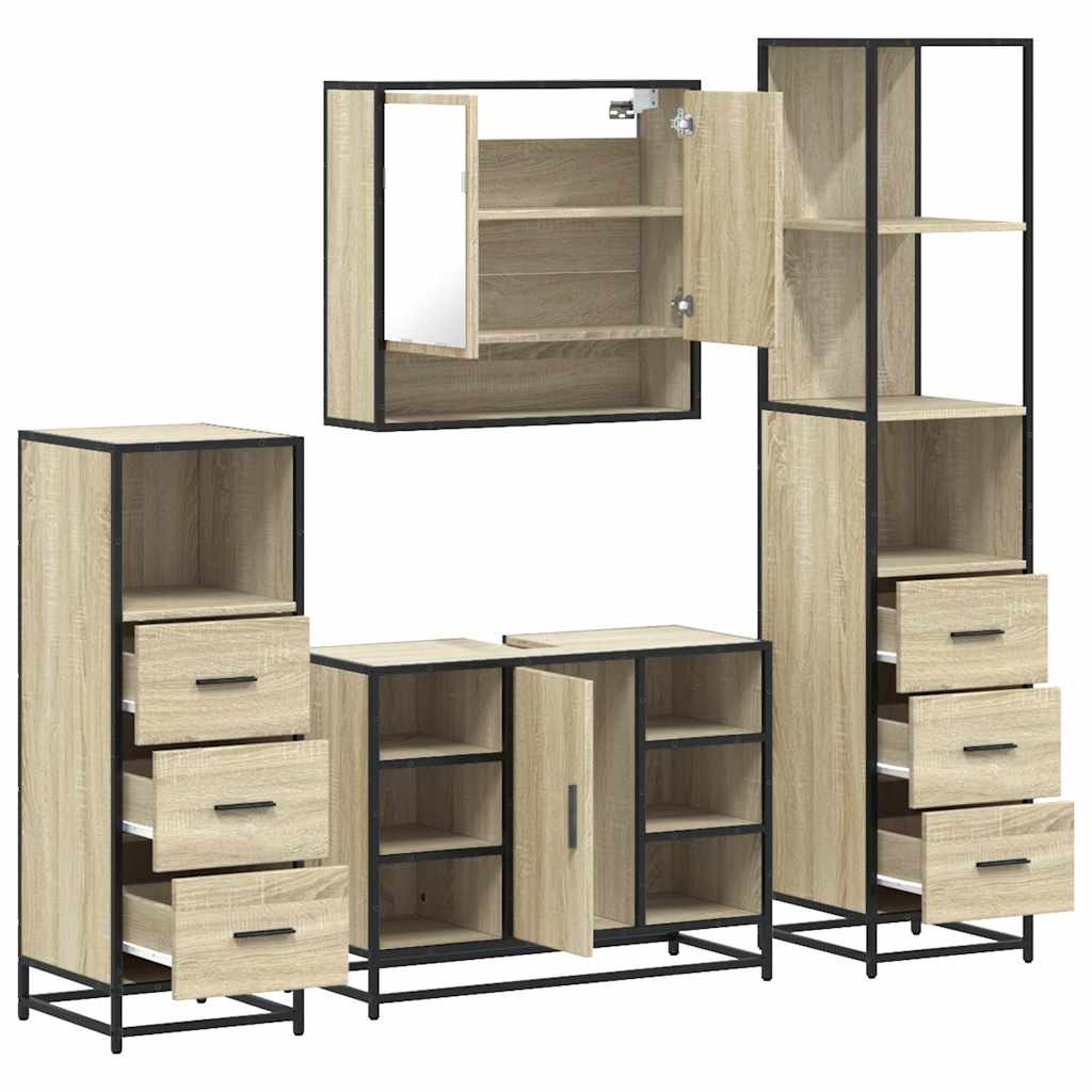 Ensemble de meubles de salle de bain 4 pcs chêne sonoma