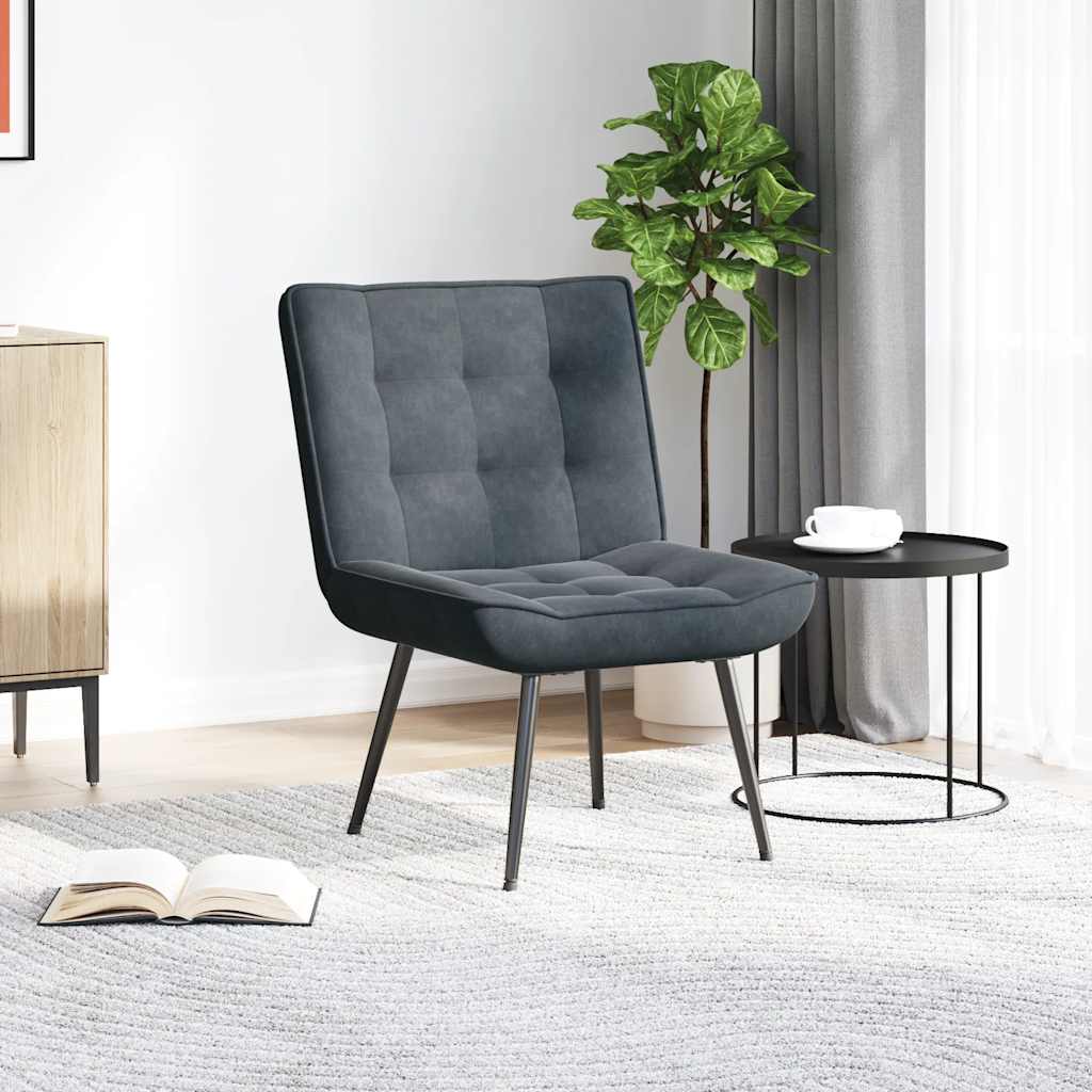 Chaise de relaxation gris foncé 64x74x84 cm velours - XIOS