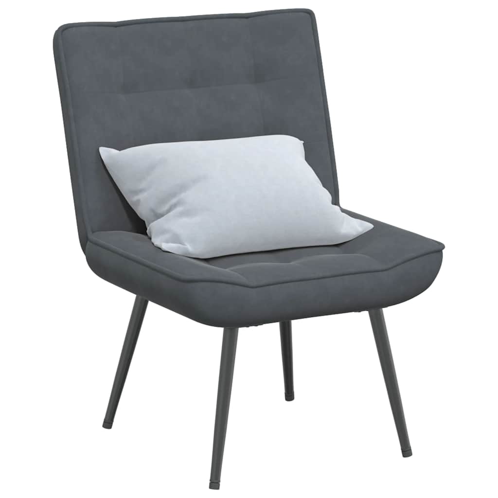 Chaise de relaxation gris foncé 64x74x84 cm velours - XIOS
