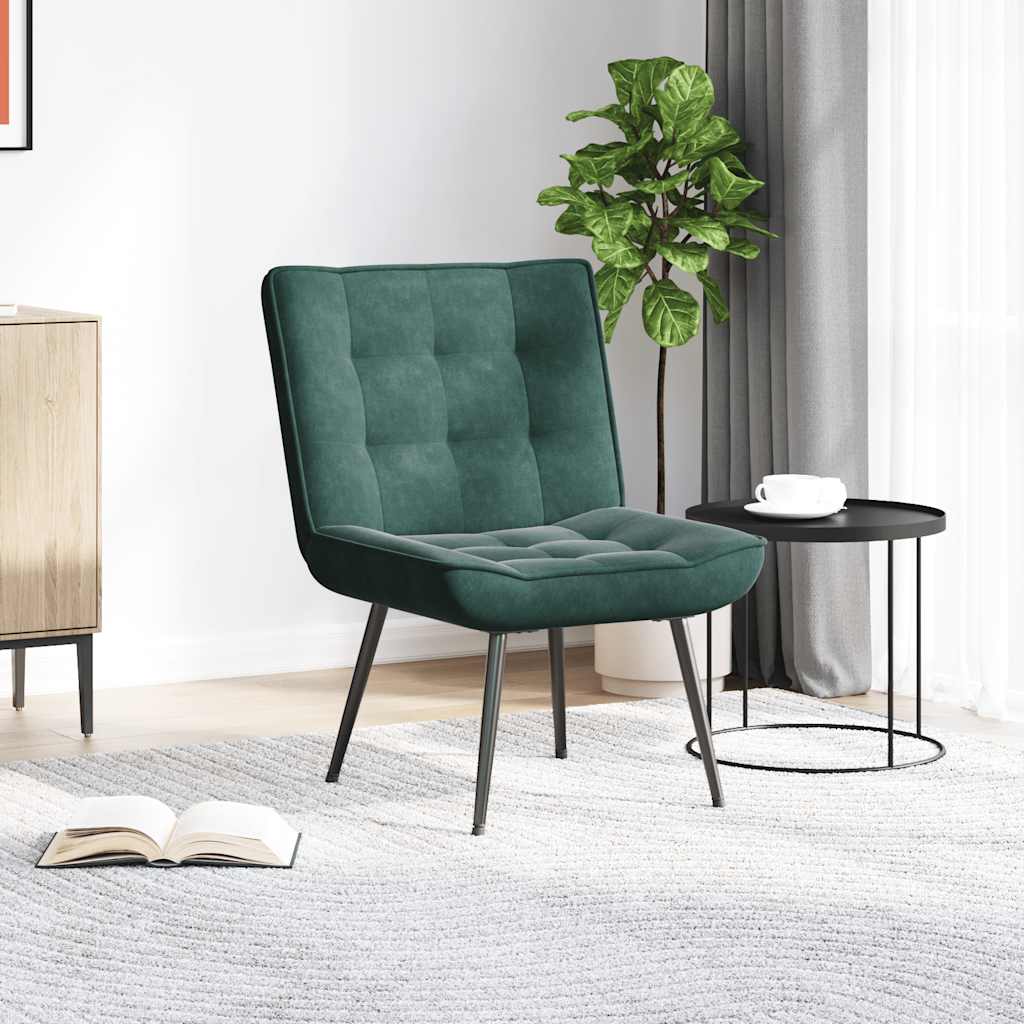 Chaise de relaxation vert foncé 64x74x84 cm velours - XIOS