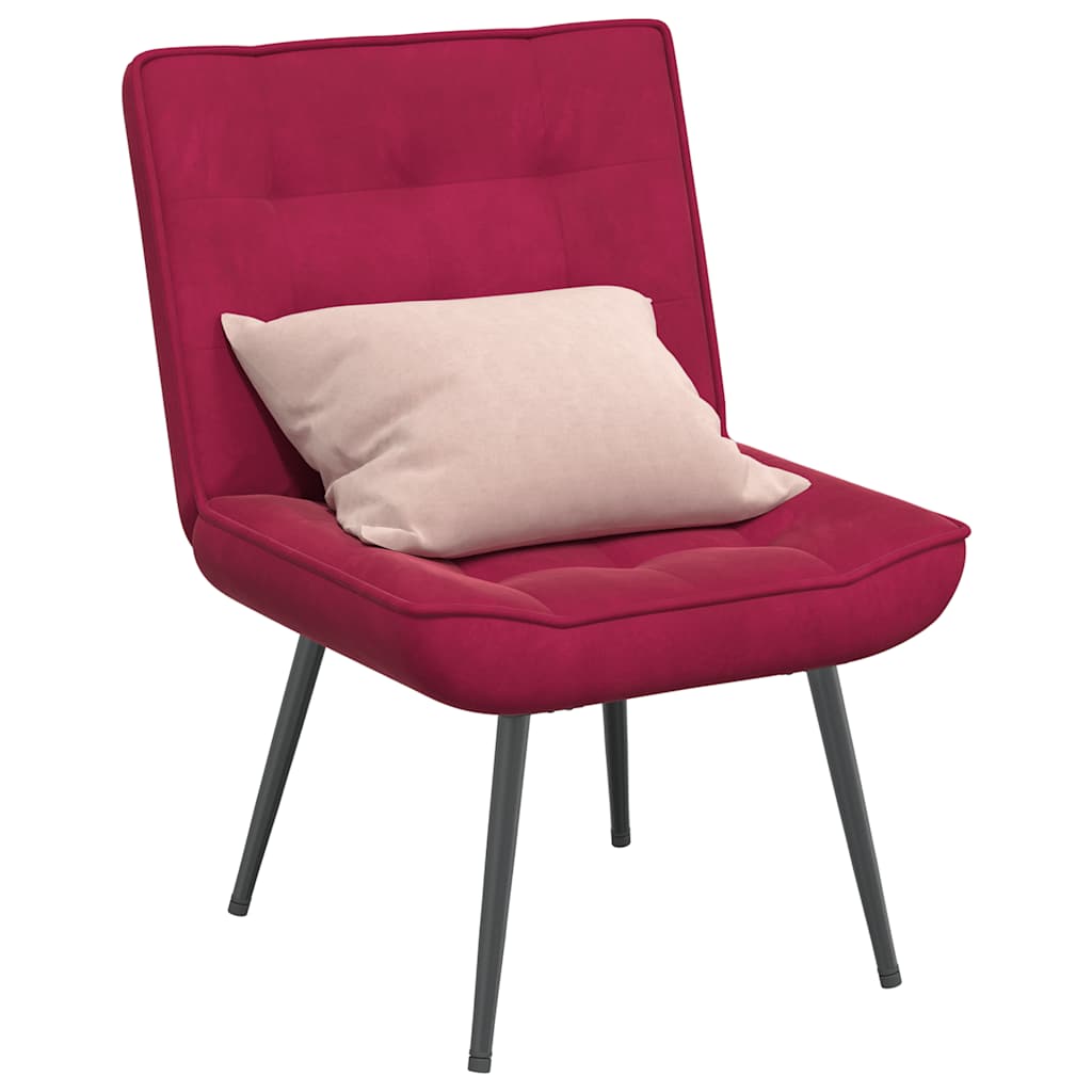 Chaise de relaxation rouge bordeaux 64x74x84 cm velours - XIOS