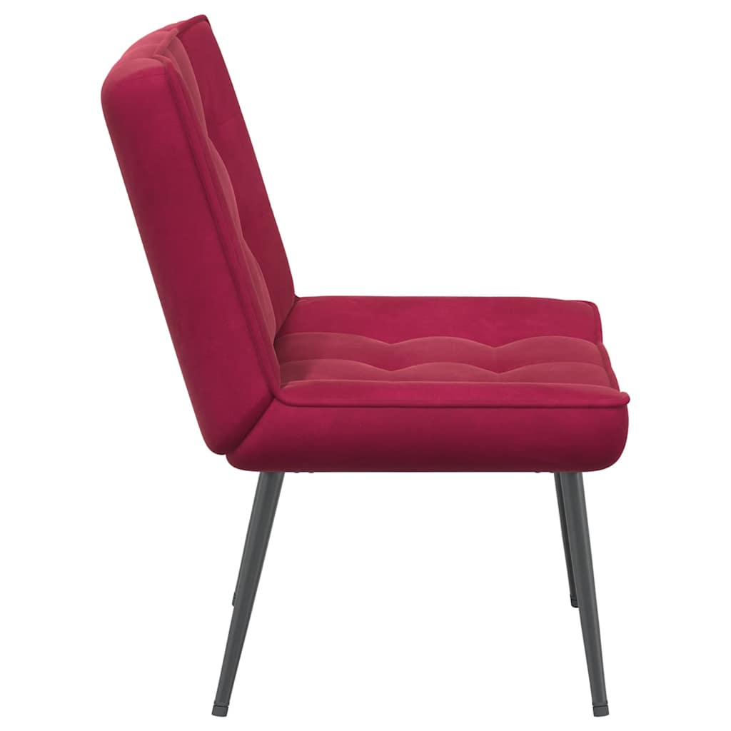 Chaise de relaxation rouge bordeaux 64x74x84 cm velours - XIOS