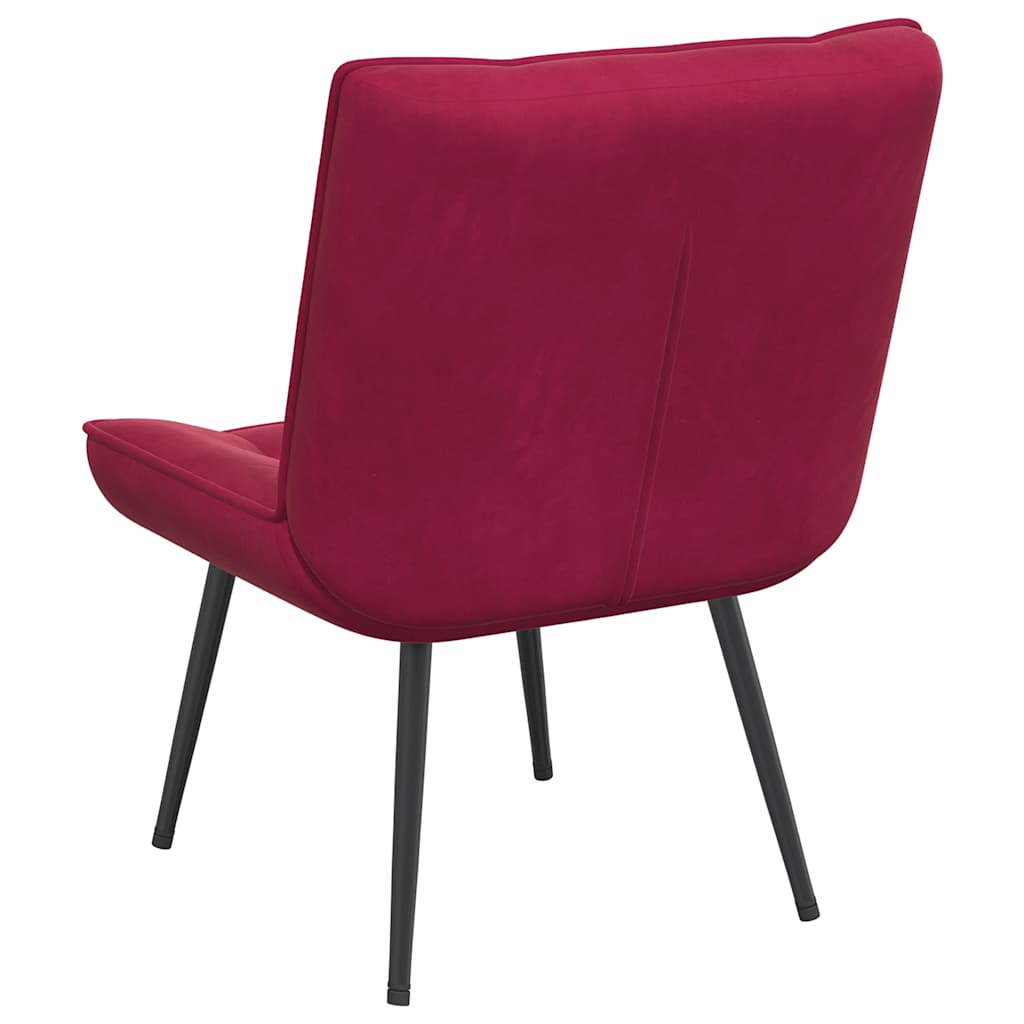 Chaise de relaxation rouge bordeaux 64x74x84 cm velours - XIOS