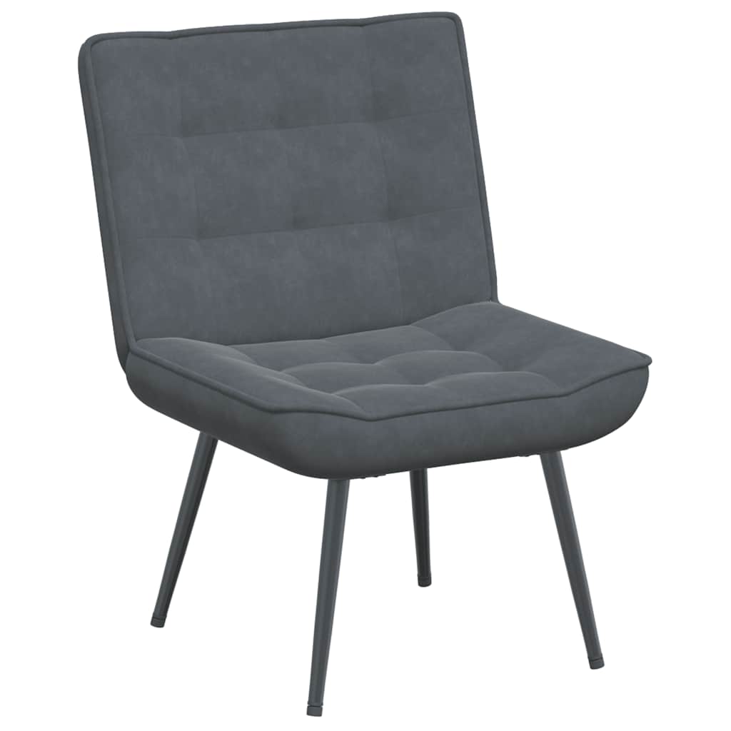 Chaise de relaxation avec tabouret Gris foncé Velours - XIOS