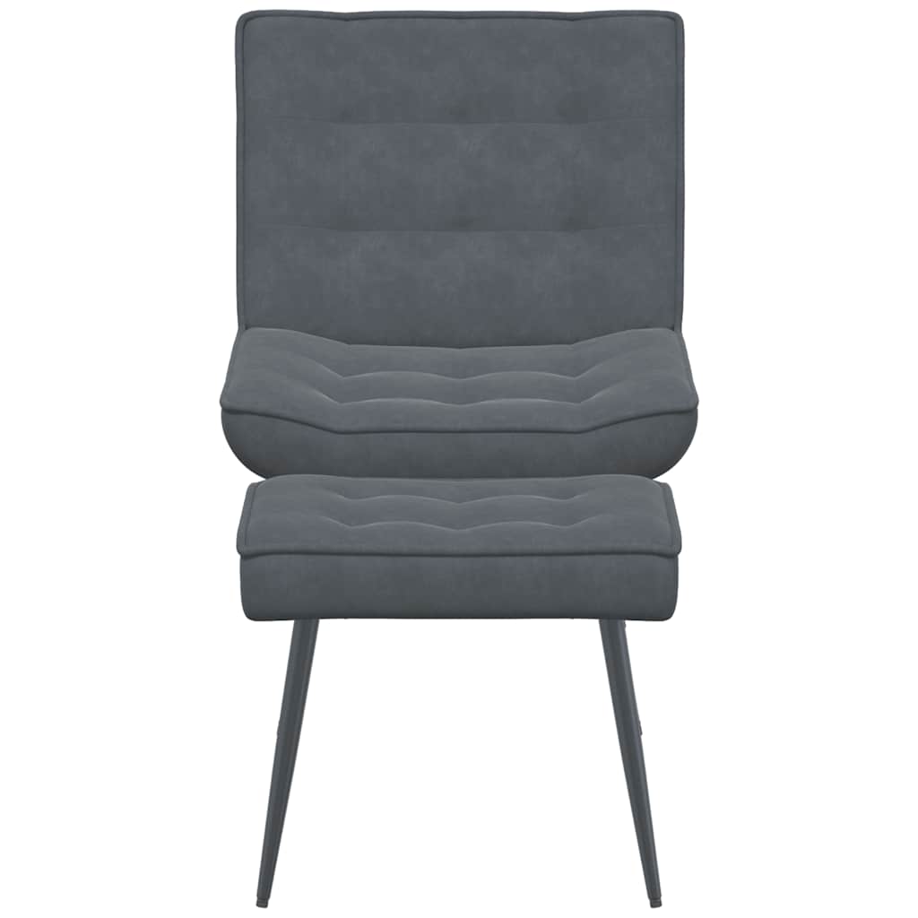 Chaise de relaxation avec tabouret Gris foncé Velours - XIOS