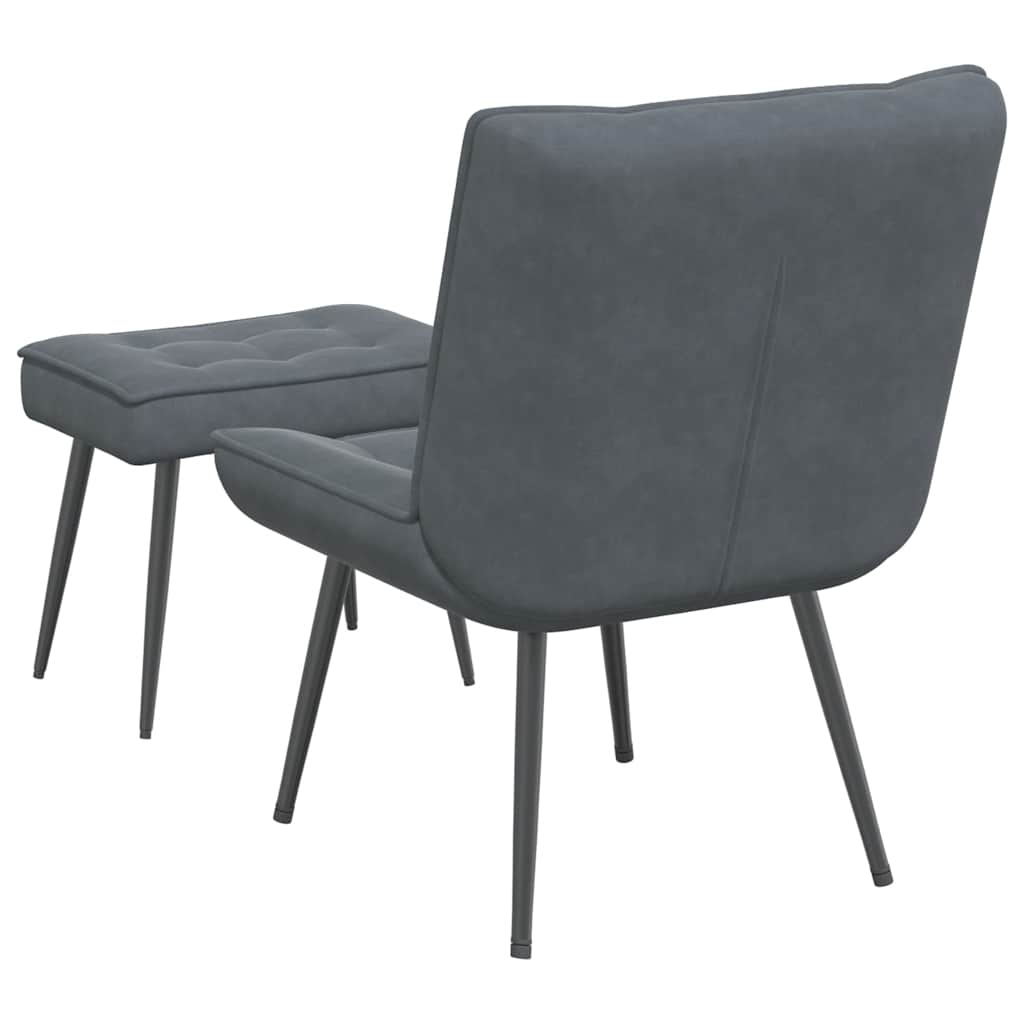 Chaise de relaxation avec tabouret Gris foncé Velours - XIOS