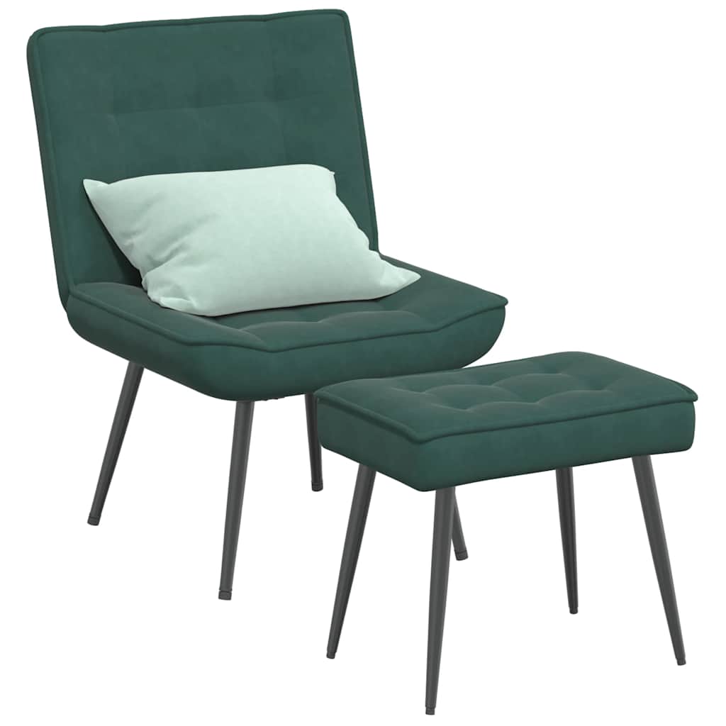 Chaise de relaxation avec tabouret Vert foncé Velours - XIOS
