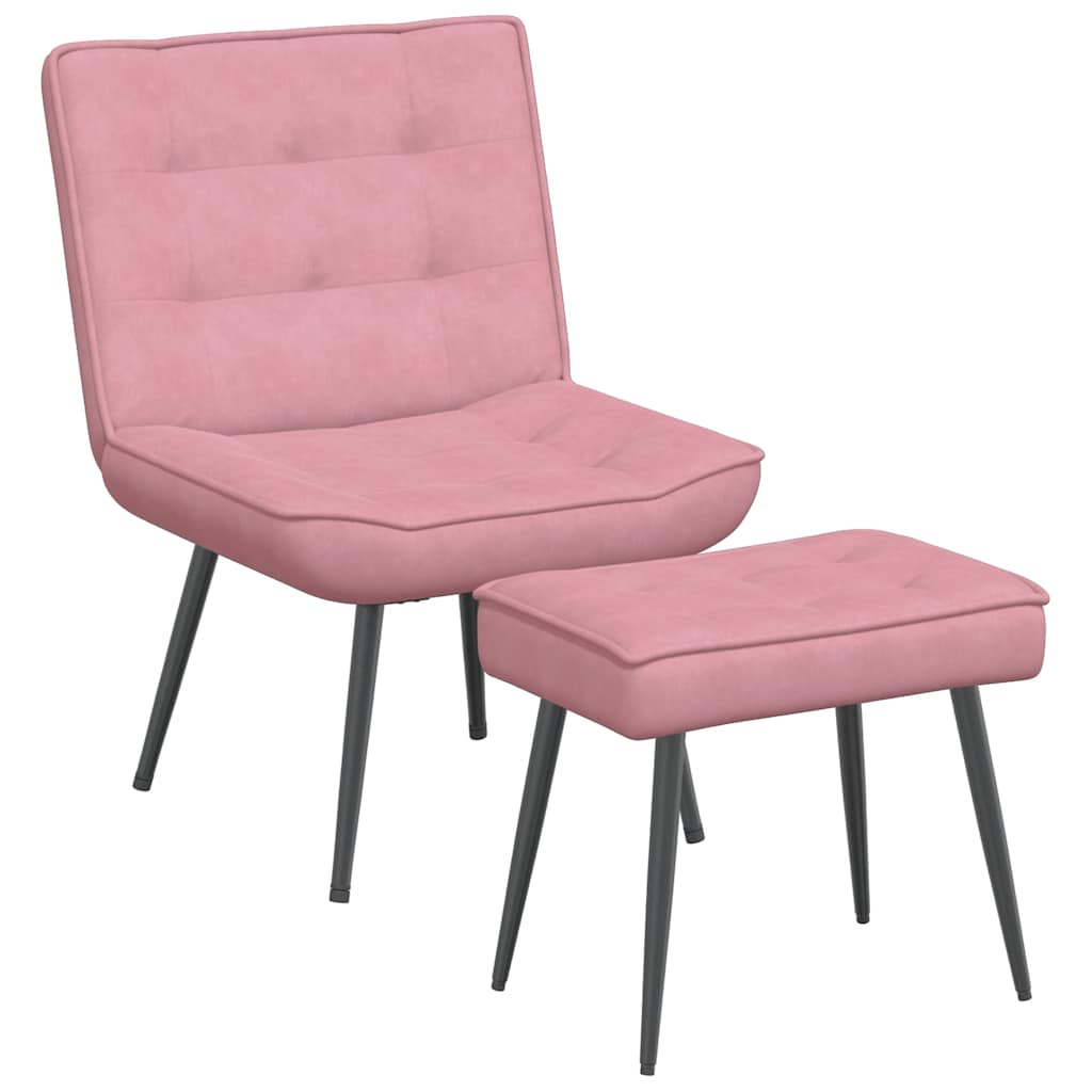 Chaise de relaxation avec tabouret Rose Velours - XIOS