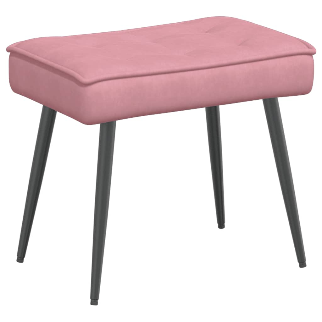 Chaise de relaxation avec tabouret Rose Velours - XIOS