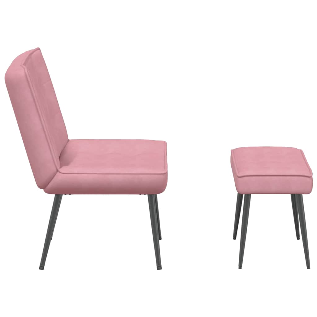 Chaise de relaxation avec tabouret Rose Velours - XIOS